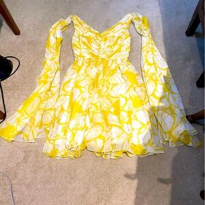 Unique Vintage Yellow Flowy Dress